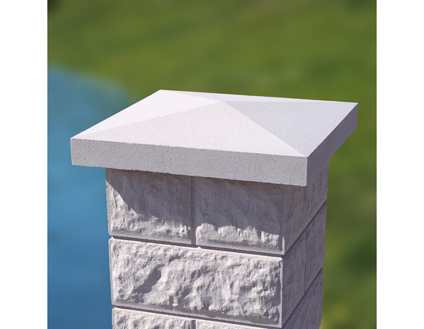 Chapeau de pilier décoratif 50 x 50 cm en béton blanc, forme pointe diamant, H. 10 cm - Brico Dépôt