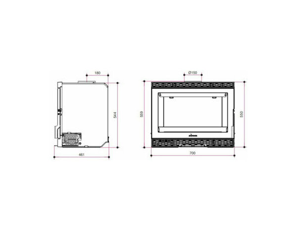 Insert à bois anthracite 8 kw IROCCO TURBO - H.55 x L.70 x P.46,1 cm - Invicta - Brico Dépôt