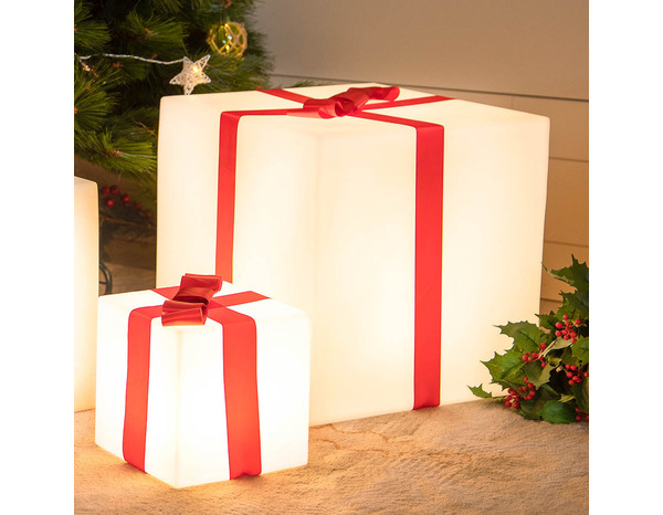 Cube lumineux solaire rechargeable  RVB et blanc, 20 cm - Brico Dépôt