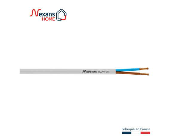 Câble électrique H03VVH2F 2 x 0,75 mm² blanc - 5 m - Nexans - Brico Dépôt