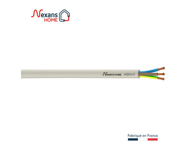 Câble électrique H05VVF 3G2,5mm² blanc - 50 m - Nexans - Brico Dépôt