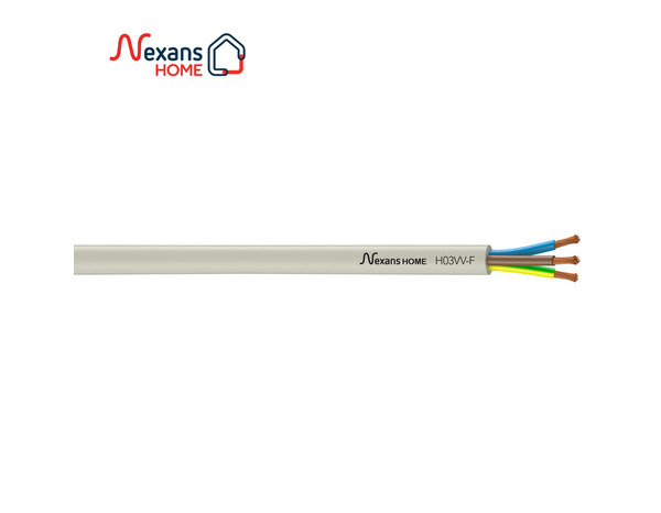 Câble électrique flexible H03VVF 3G0,75 mm² blanc - 5 m - Nexans - Brico Dépôt