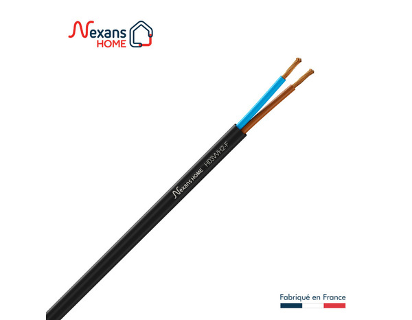 Câble électrique flexible H03VVH2F 2 x 0,75 mm² noir - 5 m - Nexans - Brico Dépôt