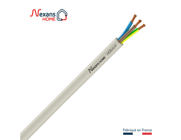 Câble électrique flexible H05VVF 3G1,5mm² blanc - 50 m - Nexans - Brico Dépôt