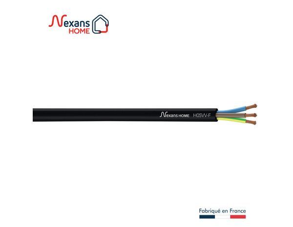 Câble électrique flexible H05VVF 3G1,5mm² noir - 10 m - Nexans - Brico Dépôt