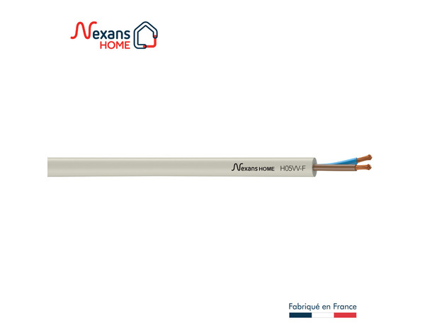 Câble électrique H05VVF 2 x 1,5mm² blanc - 25 m - Nexans - Brico Dépôt