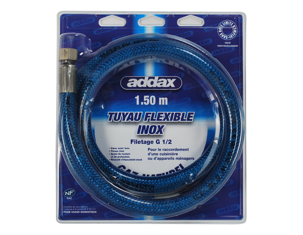 Tuyau de gaz inox sans date de remplacement - L. 1,5 m - Addax - Brico Dépôt