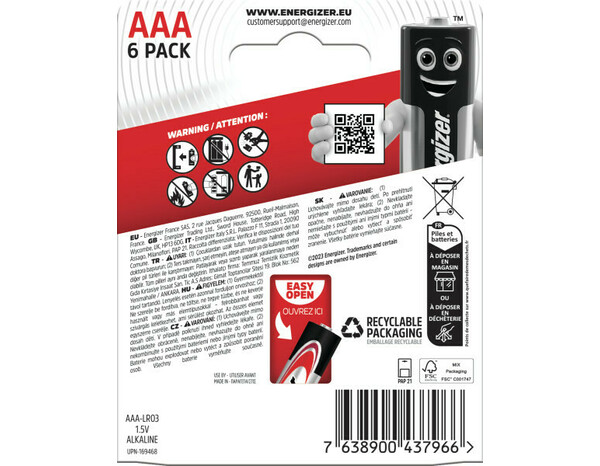 Pack de 6 piles alcalines AAA Energizer Max - Energizer - Brico Dépôt