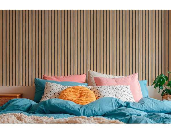 Panneaux tasseaux décoratifs imitation chêne clair 3D KIWI WALL - 1380 x 195 x 10 mm - Brico Dépôt