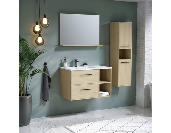 Ensemble meuble salle de bain + vasque + mirroir ARTY L.80 - Brico Dépôt