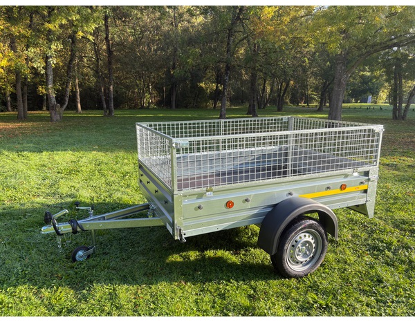 Remorque acier galvanisé CHASSIS BA2339 avec rehausse grillage - 227 x 120 x 25 cm - Brico Dépôt