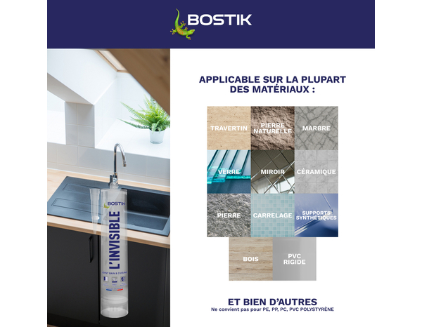 Joint bain et cuisine L'INVISIBLE - 290 ml - Bostik - Brico Dépôt