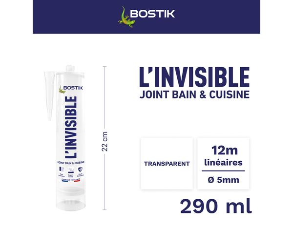 Joint bain et cuisine L'INVISIBLE - 290 ml - Bostik - Brico Dépôt
