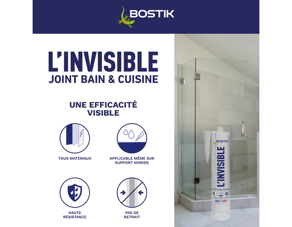 Joint bain et cuisine L'INVISIBLE - 290 ml - Bostik - Brico Dépôt