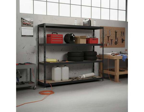 Etagère noire 4 plateaux - H. 200 x L. 237 x P. 60 cm - Brico Dépôt