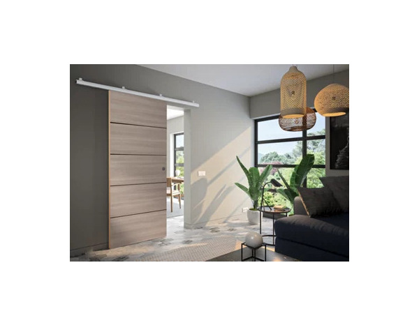 Kit porte coulissante chêne avec rail et fixations VERONE 83 x 204 cm - Brico Dépôt