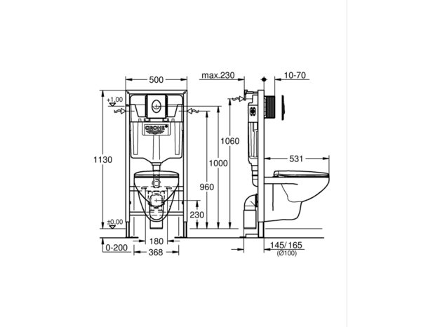 Pack WC suspendu "Bau Air" sans bride - Grohe - Brico Dépôt
