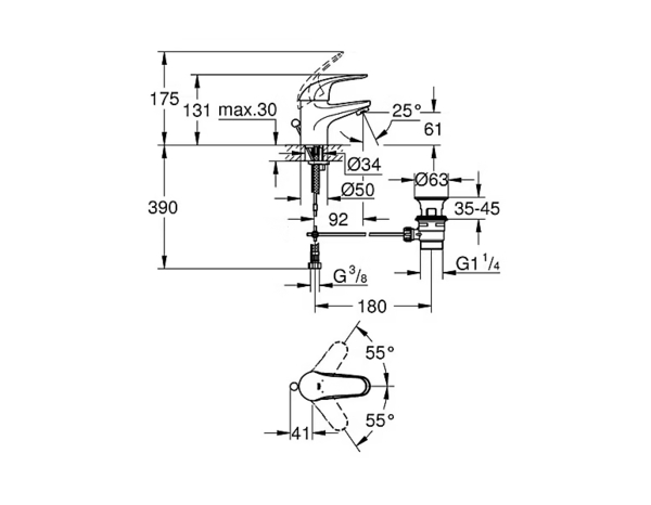 Mitigeur lavabo OLD SWIFT S - H.13,1 cm - Grohe - Brico Dépôt