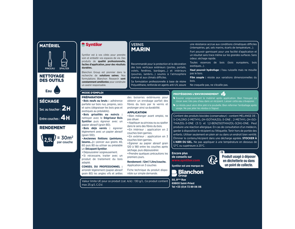 Vernis marin 0l5 brillant incolore extérieur – intérieur - Syntilor - Brico Dépôt