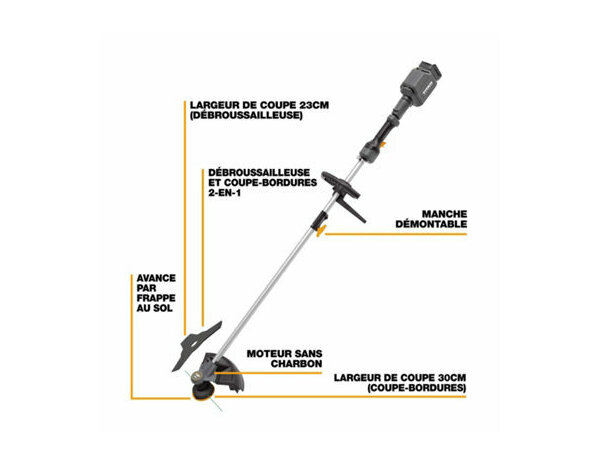 Débroussailleuse sans fil 36V 2-en-1 largeur de coupe 23 cm et 42 cm MCT1202GBC - Titan - Brico Dépôt