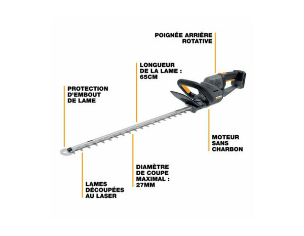 Taille-haie sans fil 36 V lame 65 cm poignée rotative 180° - Titan - Brico Dépôt