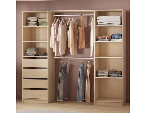 Kit dressing QAZUS II imitation chêne clair 218x200x50 cm - Brico Dépôt