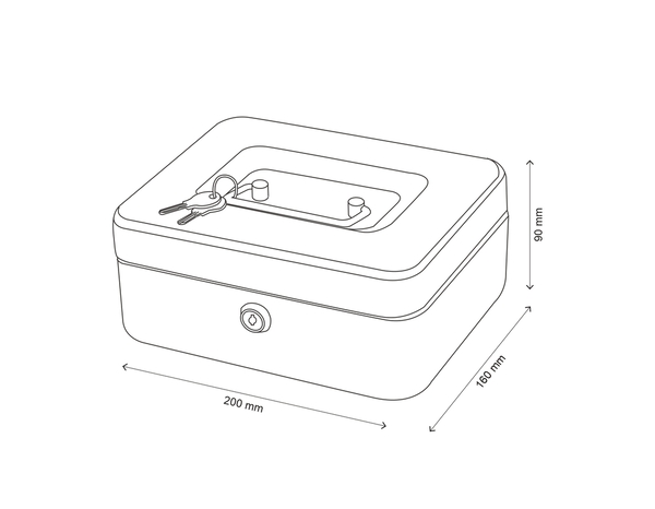 Caisse à monnaie moyenne acier robuste noir 20x15x9 cm avec serrure à clé - Brico Dépôt