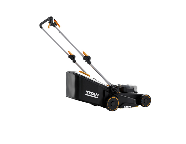 Tondeuse sans fil 36V largeur 38 cm batterie bitension mulching rangement vertical - Titan - Brico Dépôt