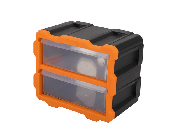 Boîte de rangement compacte 2 tiroirs plastique rigide transparent 24x20x14 cm - Brico Dépôt