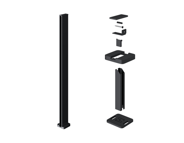 Poteau de clôture intermédiaire aluminium gris foncé NEVA H.95 cm - Marque BLOOMA - Brico Dépôt