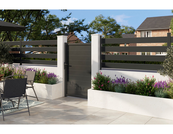 Poteau de clôture intermédiaire aluminium gris foncé NEVA H.95 cm - Marque BLOOMA - Brico Dépôt