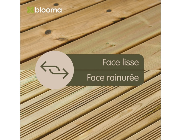 Lame de terrasse pin classe 4 vert THERAO 420 x 14,5 x 2,7 cm - Marque BLOOMA - Brico Dépôt