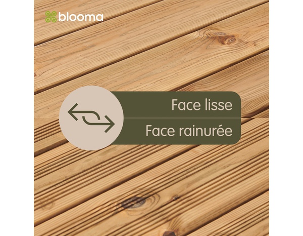 Lame de terrasse pin classe 4 marron THERAO 420 cm x 14,5 cm x 2,7 cm - Marque BLOOMA - Brico Dépôt