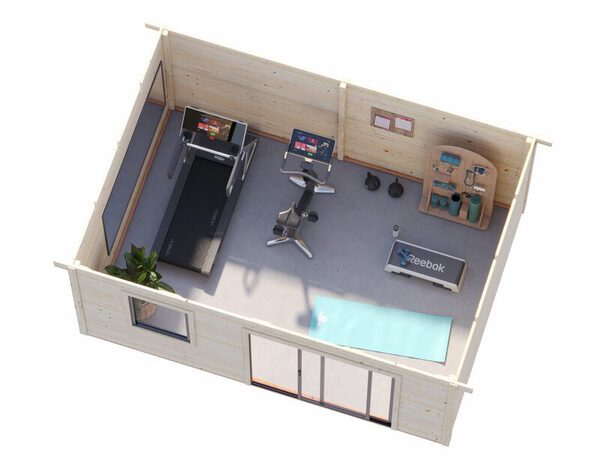 Studio de jardin en épicéa brut 15 m² avec baie coulissante aluminium anthracite LYDIA - Brico Dépôt