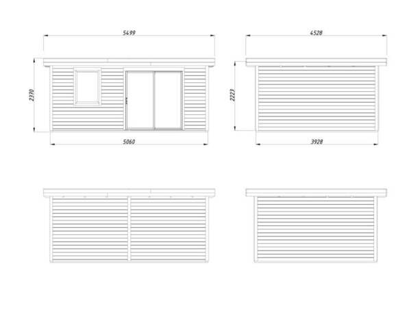 Studio de jardin bois massif 20 m² avec baie coulissante aluminium  anthracite LYDIA - Brico Dépôt
