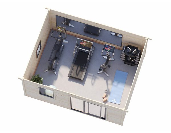 Studio de jardin bois massif 20 m² avec baie coulissante aluminium  anthracite LYDIA - Brico Dépôt