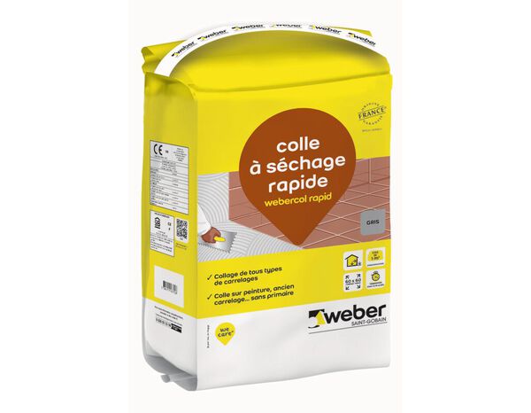 Mortier colle à séchage rapide sac 5 kg gris intérieur et extérieur - Weber - Brico Dépôt