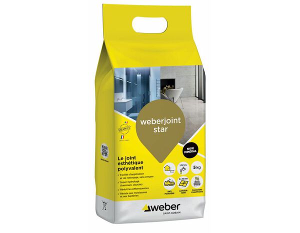Produit de jointoiement noir minéral 5 kg séchage rapide - Weber - Brico Dépôt