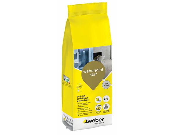 Produit de jointoiement gris béton 2 kg séchage rapide - Weber - Brico Dépôt