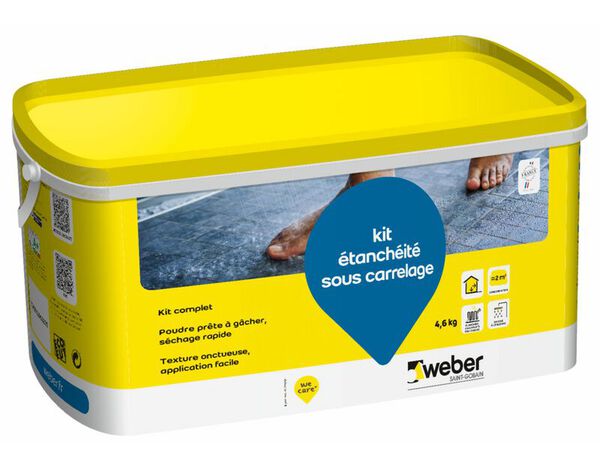 Kit d’étanchéité sous-carrelage poudre prête à gâcher 2 m² séchage rapide intérieur - Weber - Brico Dépôt