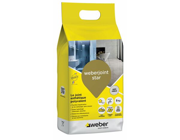 Produit de jointoiement gris perle 5 kg pour joints de 5 à 25 mm - Weber - Brico Dépôt