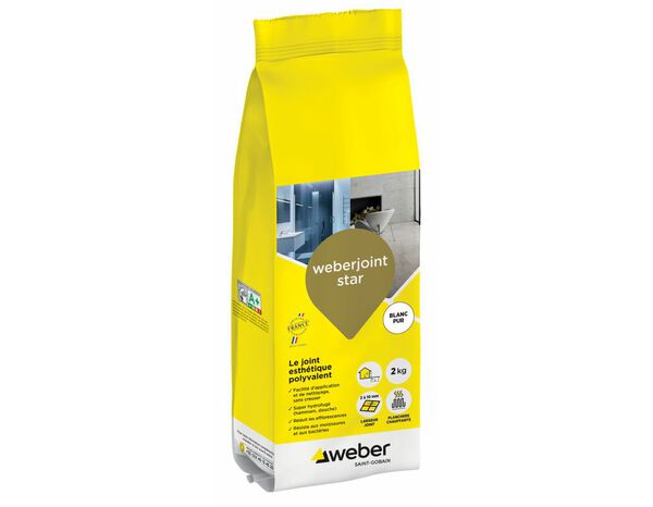 Mortier de jointoiement blanc flexible hydrofugé 2 kg intérieur extérieur - Weber - Brico Dépôt