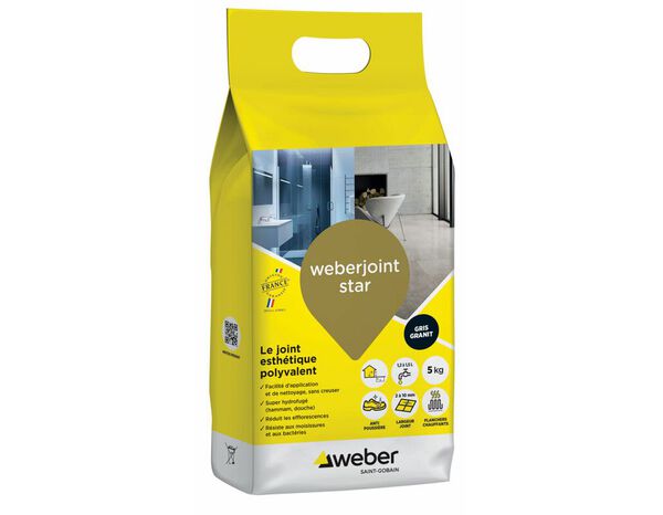 Produit de jointoiement gris 5 kg séchage rapide - Weber - Brico Dépôt