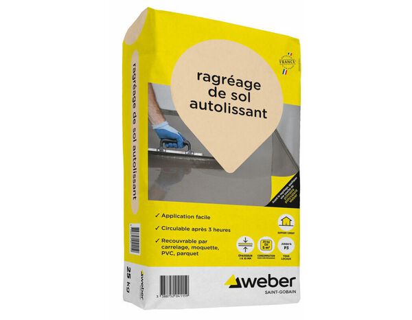 Ragréage de sol autolissant gris 25 kg intérieur épaisseur 1 à 10 mm - Weber - Brico Dépôt