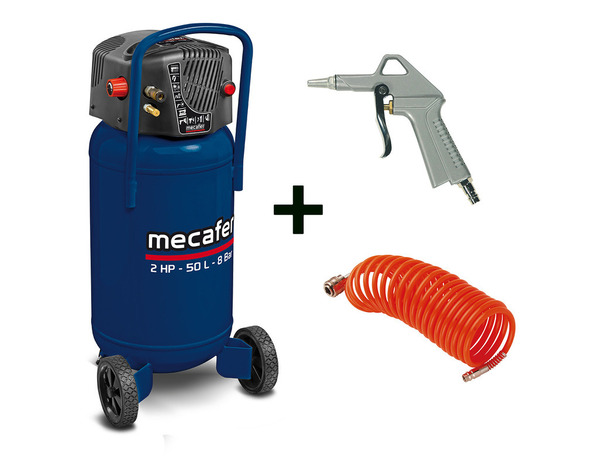 Compresseur vertical 1500 W 50 litres 2 HP 8 bars compact silencieux - Mecafer - Brico Dépôt