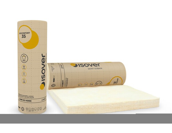 Rouleau laine de verre kraft 280 mm combles aménagés 35 R: 8 - 2 x 1,2 m - Isover - Brico Dépôt