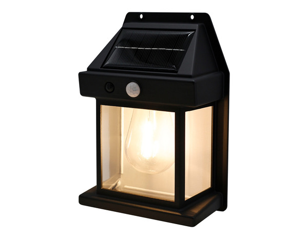 Applique murale solaire LED avec détecteur de mouvement infrarouge noir 3000 K IP44 - Brico Dépôt