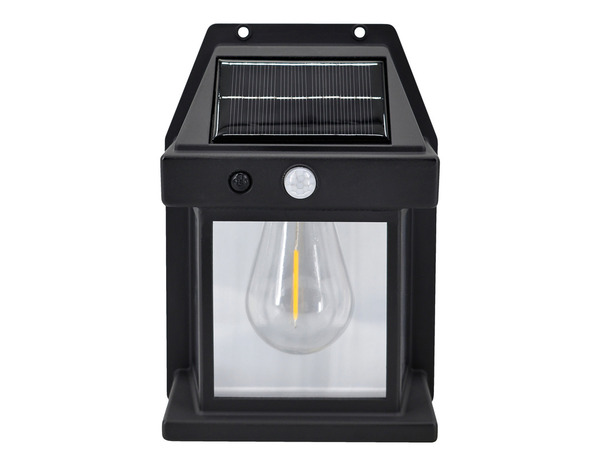 Applique murale solaire LED avec détecteur de mouvement infrarouge noir 3000 K IP44 - Brico Dépôt