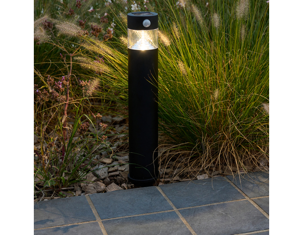 Potelet solaire LED avec détecteur de mouvement infrarouge noir 5000 K IP44 - Brico Dépôt