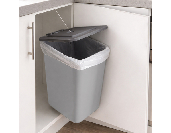 Poubelle de porte ouverture automatique gris 25 L - 29,5 x 24 x 44 cm - Brico Dépôt